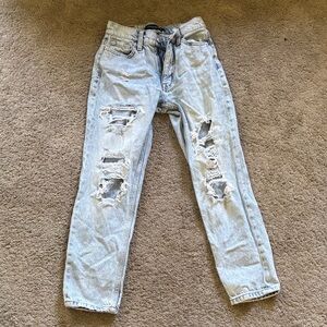 Aeropostale Women’s Distressed Light Blue Mom Jeans